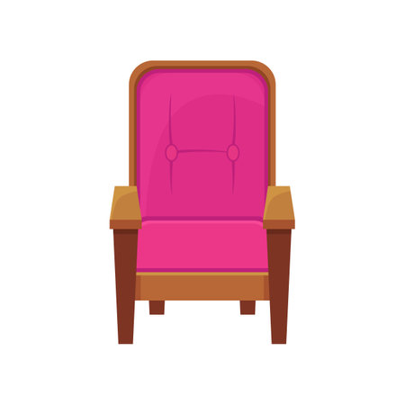 Pink chair for cinema vector illustration. Equipment for filmmaking, element of action film set isolated on white background. Cinematography, filmmaking, professions conceptのイラスト素材