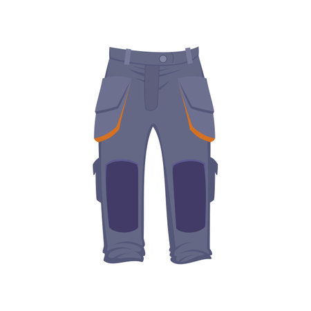 Safety pants with pockets for workers vector illustration. Drawing of clothes, accessory or equipment for industrial work isolated on white background. Prevention, protection, safety conceptのイラスト素材