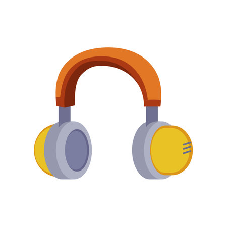 Yellow safety headphones for workers vector illustration. Drawing of accessory or equipment for industrial work isolated on white background. Prevention, protection, safety conceptのイラスト素材