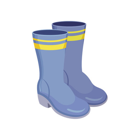 Blue rubber safety boots for workers vector illustration. Cartoon drawing of clothes, accessory or equipment for industrial work isolated on white background. Prevention, protection, safety conceptのイラスト素材