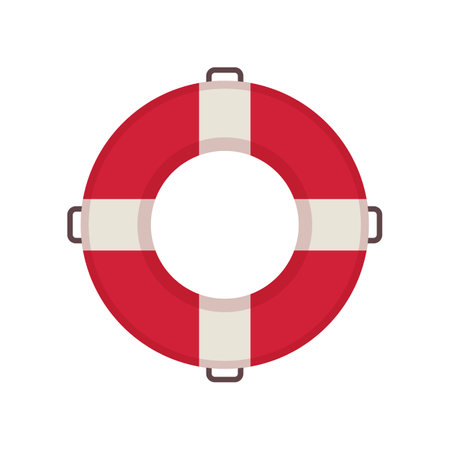 Top view of lifebuoy for swimming pool vector illustration. Safety equipment or toy for water activities in shape of circle isolated on white background. Summer, holidays conceptのイラスト素材