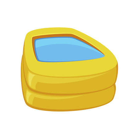 Yellow inflatable kiddie pool vector illustration. Rubber or plastic container with water for children isolated on white background. Summer, holidays, entertainment conceptのイラスト素材