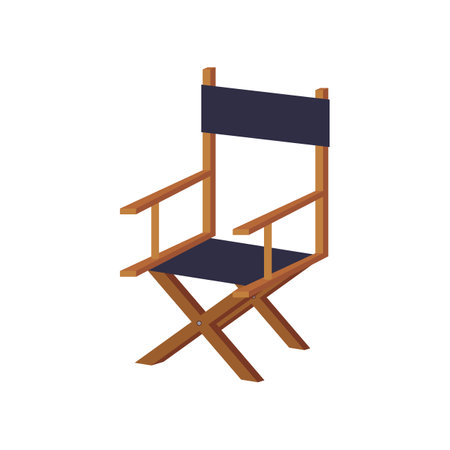 Chair for film director vector illustration. Equipment for filmmaking, element of action film set isolated on white background. Cinematography, filmmaking, professions conceptのイラスト素材