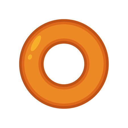 Top view of orange swimming ring vector illustration. Equipment or toy for water activities in shape of circle isolated on white background. Summer, holidays conceptのイラスト素材