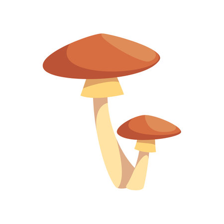 Mushrooms sticker. Vector illustration of cute fall item. Cartoon mushroom isolated on white background. Autumn decor conceptのイラスト素材