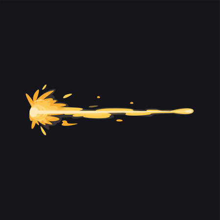 Orange energy beam vector illustration. Cartoon drawing of laser gun, blaster or weapon effect, lightning, alien attack. Magic, power concept for game or comic bookのイラスト素材