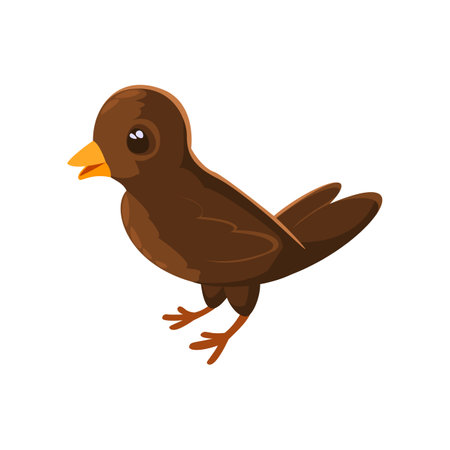 Bird sticker. Vector illustration of cute fall item. Cartoon bird isolated on white background. Autumn decor conceptのイラスト素材