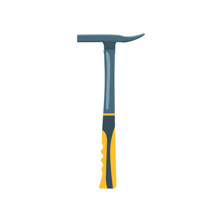 Brick hammer with plastic handle isolated on white background. Hammer flat vector illustration. Construction, home repair, carpentry conceptのイラスト素材