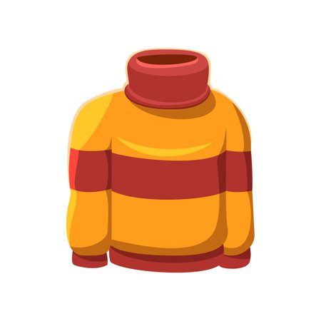 Sweater sticker. Vector illustration of cute fall item. Cartoon sweater isolated on white background. Autumn decor conceptのイラスト素材