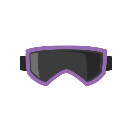 Cartoon drawing of protective goggles isolated on white background. Equipment and apparel for snowboarding vector illustration. Winter sports conceptのイラスト素材