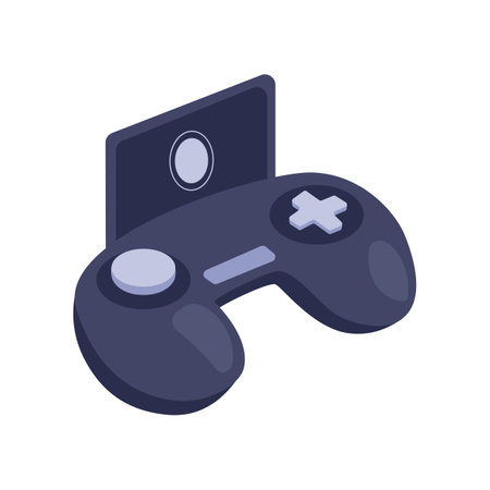 3d remote control with screen for drone. Vector illustration of remote controller for unmanned robot for video surveillance and delivery. Cartoon controller for flying aerial vehicles with camerasのイラスト素材