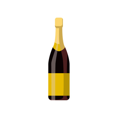 Alcoholic beverage or champagne in glass bottle vector illustrationのイラスト素材