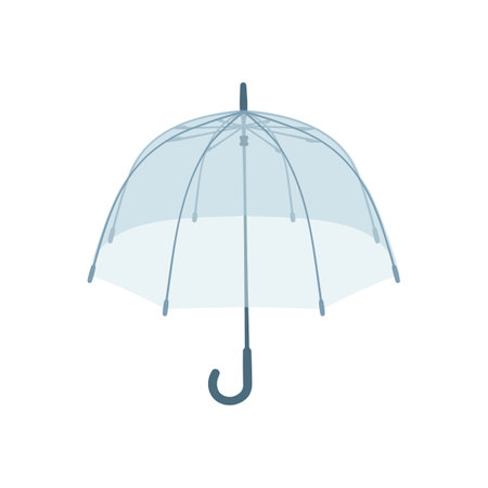 Open transparent umbrella vector illustration. Cartoon drawing of cute parasol for autumn, summer or sunshade on white background. Weather, accessories, climate conceptのイラスト素材