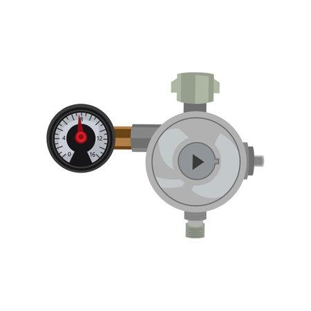 Gas pressure regulator vector illustration. Cartoon measuring counter with consumption indicator isolated on white background. Device, measurement conceptのイラスト素材