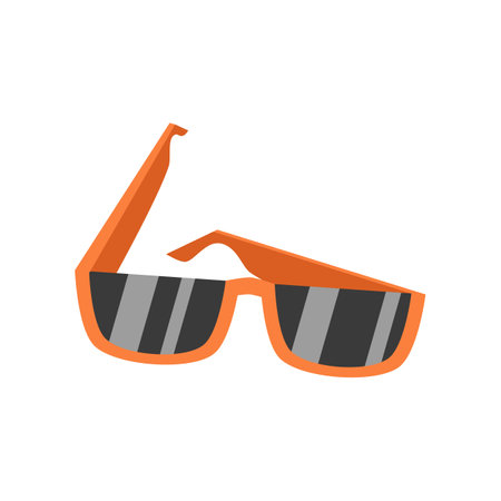 Sunglasses with orange frames cartoon vector illustration. Cartoon drawing of summer vacation or fashion accessory isolated on white background. Travel, tourism, fashion conceptのイラスト素材