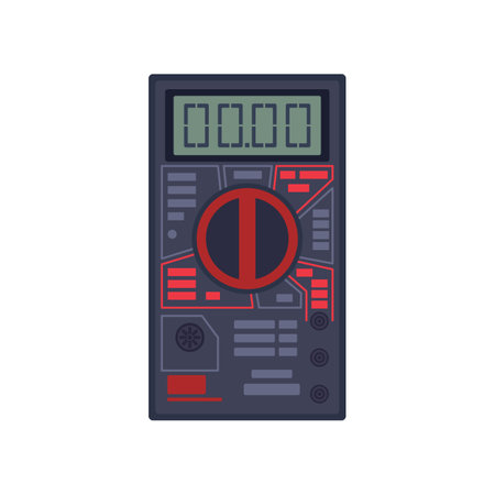 Digital multimeter vector illustration. Cartoon drawing of tool or equipment of electrician isolated...