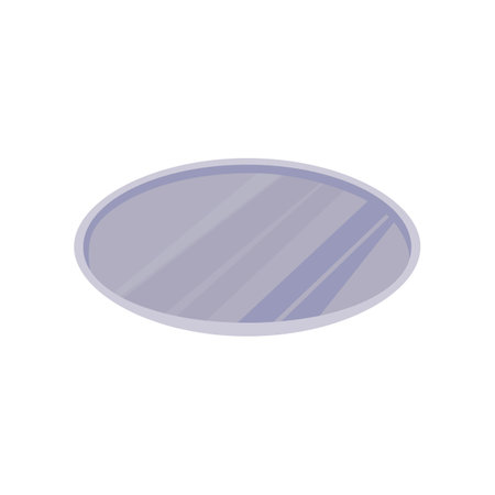 Oval metal tray for dish vector illustration. Cartoon drawing of kitchen, restaurant or cafeteria salver of oval shape, empty plate in metal isolated on white background. Kitchenware conceptのイラスト素材