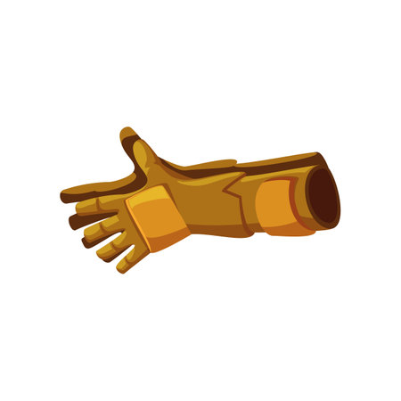 Yellow gloves for metalworking vector illustration. Cartoon drawing of equipment or uniform of welder isolated on white background. Welding, professions, technology conceptのイラスト素材
