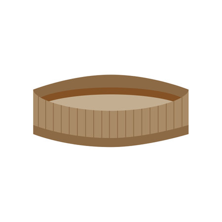 Oval wooden tray for dish vector illustration. Cartoon drawing of kitchen, restaurant or cafeteria salver of oval shape, empty plate in wood isolated on white background. Kitchenware conceptのイラスト素材