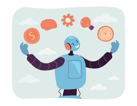 Man with hammer and huge hand holding vape vector illustrationのイラスト素材