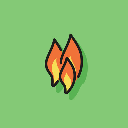 Line icon of flame shapes. Fire hazard, flammable, fire risk. Can be used for topics like environment, ecology, safety measuresのイラスト素材