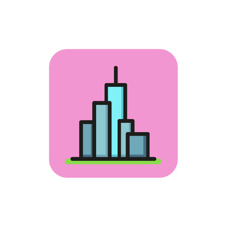 Icon of city skyscrapers. Modern, business, tower. Architecture concept. Can be used for topics like New York, megapolis, urban areaのイラスト素材