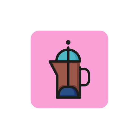 Line icon of coffeepot. Drink, beverage, home coffee. Coffee concept. Can be used for topics like food and drink, unhealthy eating, domestic lifeのイラスト素材