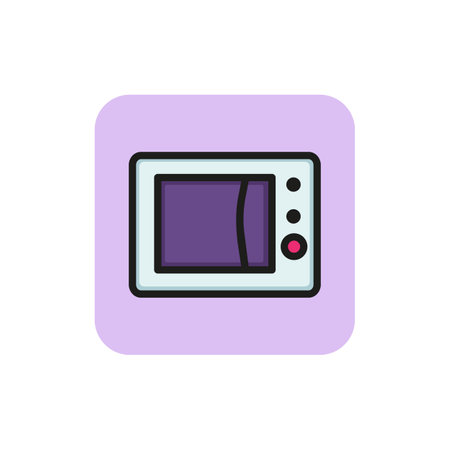 Icon of microwave oven. Heating, energy, electronics. Kitchen concept. Can be used for topics like home appliance, cooking, householdのイラスト素材