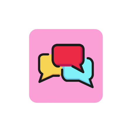 Line icon of talk bubbles. Chatting, forum, online discussion. Networking concept. Can be used for...