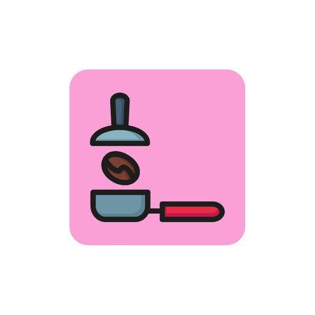 Line icon of portafilter and bean. Breakfast, coffee grinder, kitchen equipment. Coffee concept. Can be used for topics like drink, cooking, gastronomyのイラスト素材