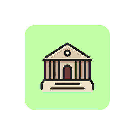 Bank building line icon. Exchange, financial institution, brokers board. Finance and banking concept. Can be used for topics like money, accounting, finance.のイラスト素材
