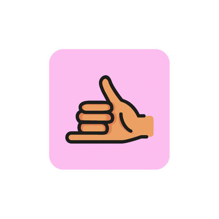 Shaka gesture line icon. Surfer, thumb up, little finger. Gesturing concept. Can be used for topics like deaf language, surfing, communication.のイラスト素材