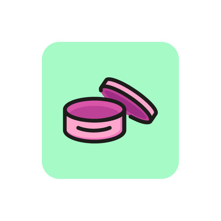 Line icon of cosmetic product box. Hand cream, body cream, lip balm. Cosmetic products concept. For topics like beauty, skincare, make-upのイラスト素材