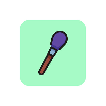 Line icon of make-up brush. Powder brush, applicator, eyeshadow brush. Cosmetic products concept. For topics like beauty, make-up, beauty salonのイラスト素材