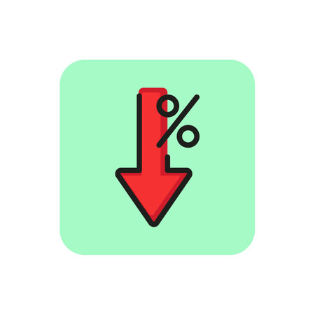 Percent down line icon. Percentage, arrow, reduction. Banking concept. Can be used for topics like investment, interest rate, financeのイラスト素材
