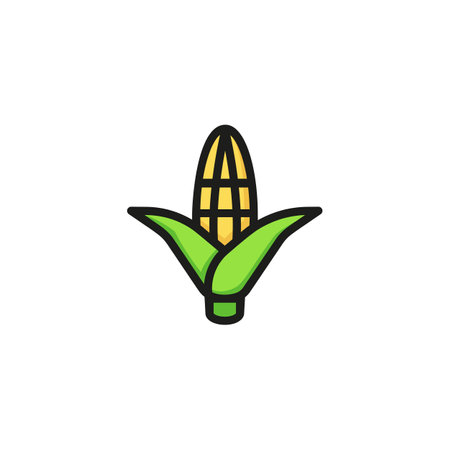 Icon of corn ear. Vegetable, ingredient, maize. Nutrition concept. Can be used for topics like farm, healthy eating, agricultureのイラスト素材