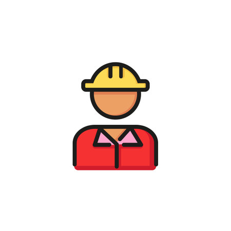 Icon of contractor in hardhat. Engineer, worker, foreman. Construction concept. Can be used for topics like occupation, industry, builderのイラスト素材