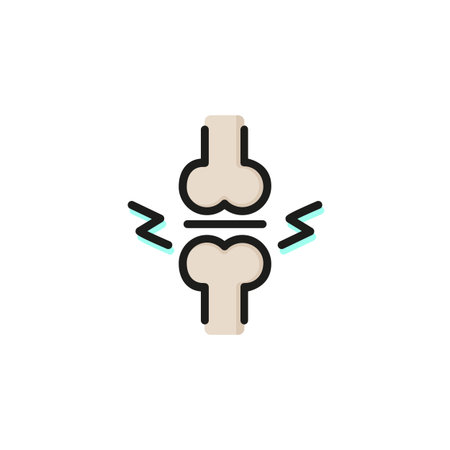 Arthritis icon. Linear style illustration. Joint pain, rheumatism, knee joint injury. Body aches...