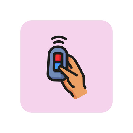 Car key line icon. Lock, control, starter. Electronic key concept. Vector illustration can be used for topics like device, alarm, technologyのイラスト素材