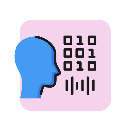 Voice authentication line icon. Man, binary code, soundwave. Recognition concept. Can be used for topics like verification, digital technology, identityのイラスト素材