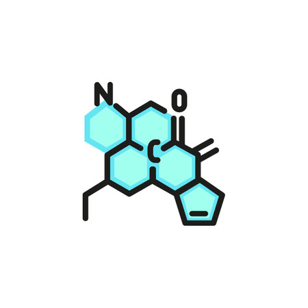Chemical formula line icon. Structure, bond, compound, molecule. Chemistry concept. Can be used for topics like science, medicine, microbiology, education.のイラスト素材