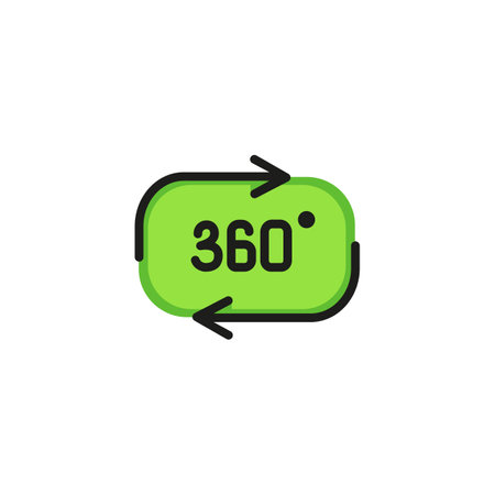 Rotating motion line icon. Three hundred and sixty degree, arrow, cycling. Three dimensional concept. Vector illustration can be used for topics like augmented reality, modeling, 3D printingのイラスト素材