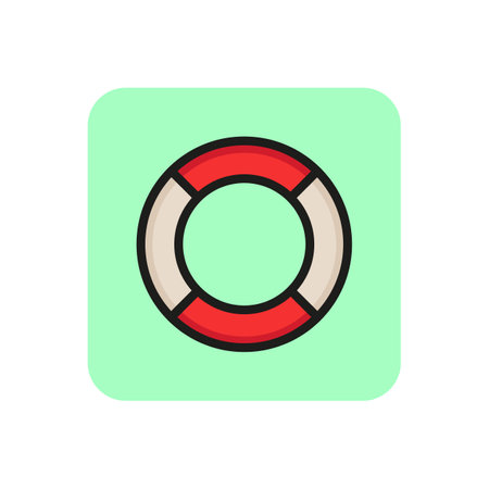 Lifebuoy line icon. Life ring, saver, lifebelt. Water activity and safety concept. Can be used for topics like salvation, emergency, rescueのイラスト素材