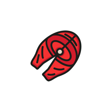 Meat slice line icon. Beef, steak, cooking. Food concept. Vector illustration can be used for topics like barbecue, dinner, gourmetのイラスト素材