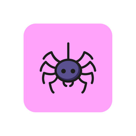 Spider hanging on web thread line icon. Predator, spooky, scary. Halloween concept. Vector illustration can be used for topics like phobia, fear, insectのイラスト素材