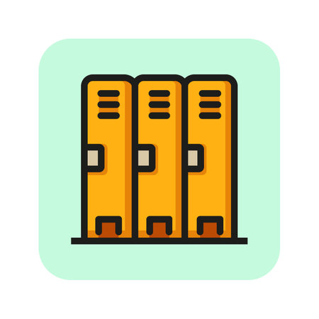 Student locker line icon. Personal items, compartment, metal. Safety concept. Can be used for topics like school, college, universityのイラスト素材