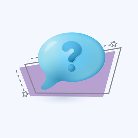 3d cartoon style speech bubble with question mark icon. Frequently asked questions or FAQ flat vector illustration. Communication, idea, discussion, information, problem conceptのイラスト素材