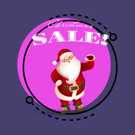 Christmas Sale vintage calligraphy for banner design with Santa Claus. Inscription in retro style with Santa Claus on bright abstract background. Can be used for shopping, salesのイラスト素材