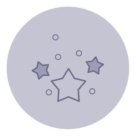 Line icon of stars and circles scattered within circular field. Tranquil and cosmic atmosphere conceptのイラスト素材