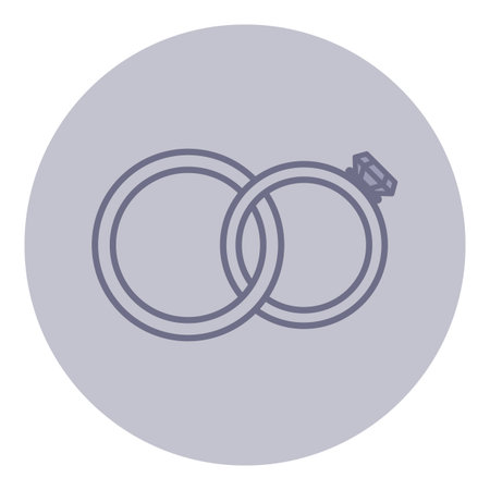 Two rings intertwined, featuring diamond on one. Love and commitment concept. Suitable for announcements or invitations for weddings and engagementsのイラスト素材